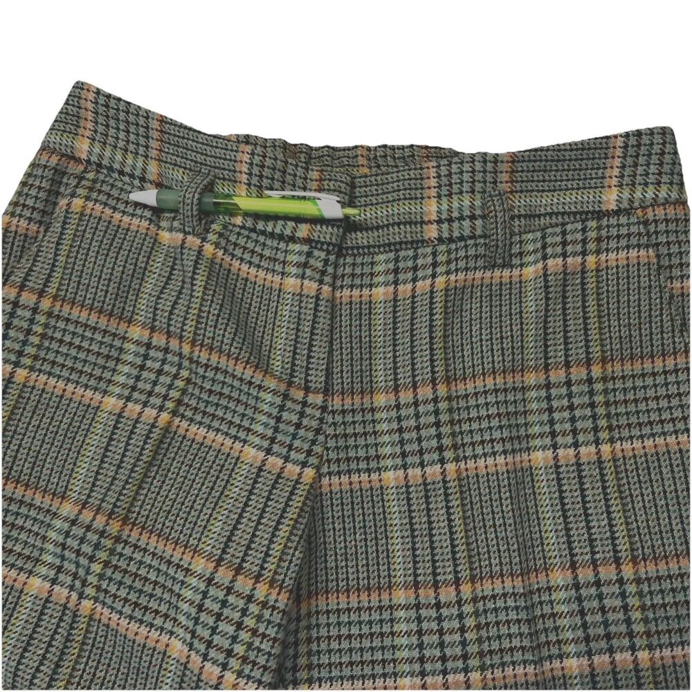 Sisley Womens 42 Small Green Plaid 25 % Wool Blend Cropped Pants Boho Retro Chic - Picture 10 of 16